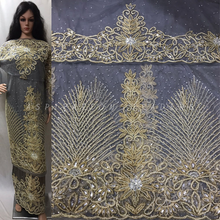 Load image into Gallery viewer, African Wedding New Trending Grey Color Net and Silk George Wrapper with blouse- NLVG118