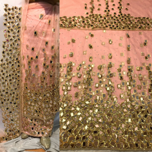 Load image into Gallery viewer, 2023 Trending Mirror work Nigerian Wedding Net heavy Beaded George Wrapper With Blouse - NLVG120