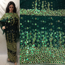 Load image into Gallery viewer, 2023 Trending Mirror work Nigerian Wedding Net heavy Beaded George Wrapper With Blouse - NLVG120