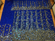 Load image into Gallery viewer, 2023 Trending Mirror work Nigerian Wedding Net heavy Beaded George Wrapper With Blouse - NLVG120