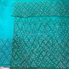 Load image into Gallery viewer, Sea Green African Designer Sequence Beaded George Wrapper Set - NLVG121