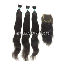 Load image into Gallery viewer, Virgin Natural Straight Hair Extension - 3 Bundles + 1 Closure - Aspiration Traders