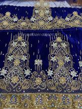 Load image into Gallery viewer, Heavy Crystal Beaded Velvet George Wrapper For African Wedding Outfits- VG010