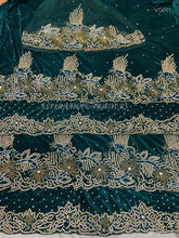 Load image into Gallery viewer, Designer Floral Heavy Beaded Velvet George Wrapper For Nigerian Weddings- VG011