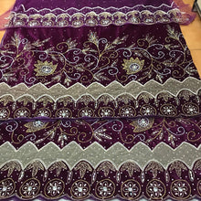 Load image into Gallery viewer, Navy Blue Velvet Fabric Hand work High Grade George Wrapper set at reasonable price - VG017