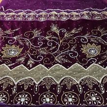 Load image into Gallery viewer, Navy Blue Velvet Fabric Hand work High Grade George Wrapper set at reasonable price - VG017