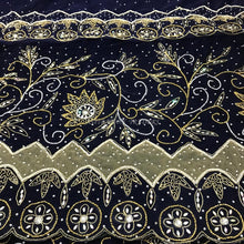 Load image into Gallery viewer, Navy Blue Velvet Fabric Hand work High Grade George Wrapper set at reasonable price - VG017