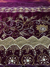 Load image into Gallery viewer, Navy Blue Velvet Fabric Hand work High Grade George Wrapper set at reasonable price - VG017