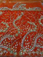 Load image into Gallery viewer, Beautiful High Grade Velvet Heavy Beaded George Wrapper with Net Blouse - VG018