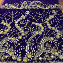 Load image into Gallery viewer, Beautiful High Grade Velvet Heavy Beaded George Wrapper with Net Blouse - VG018