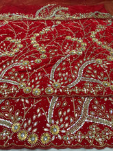 Load image into Gallery viewer, Beautiful High Grade Velvet Heavy Beaded George Wrapper with Net Blouse - VG018