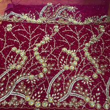 Load image into Gallery viewer, Beautiful High Grade Velvet Heavy Beaded George Wrapper with Net Blouse - VG018