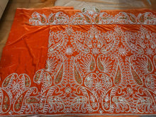 Load image into Gallery viewer, Beautiful Orange Velvet Heavily Beaded Nigerian George wrapper set - VG023