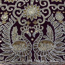Load image into Gallery viewer, Dark Magenta Velvet Fabric Heavy Beaded Peacock Design Fist Lady VIP George wrapper set - VG025