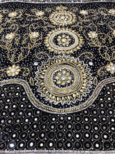 Load image into Gallery viewer, BLACK color Heavy Beaded Velvet Fabric George wrapper set- VG026