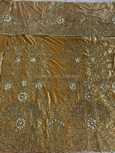 Load image into Gallery viewer, Golden Velvet Fabric African Heavy Beaded Velvet George wrapper set - VG029