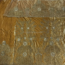 Load image into Gallery viewer, Golden Velvet Fabric African Heavy Beaded Velvet George wrapper set - VG029