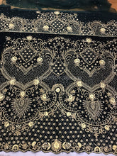 Load image into Gallery viewer, BLACK Velvet New Design Heavy Beaded Designer George Wrapper With Blouse- VG034