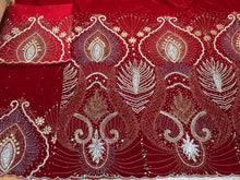 Load image into Gallery viewer, Eclusive Designer Red Color Trending African Wedding Bridal George wrapper set - VG035