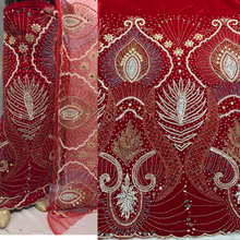 Load image into Gallery viewer, Eclusive Designer Red Color Trending African Wedding Bridal George wrapper set - VG035