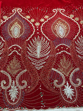 Load image into Gallery viewer, Eclusive Designer Red Color Trending African Wedding Bridal George wrapper set - VG035