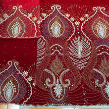 Load image into Gallery viewer, Eclusive Designer Red Color Trending African Wedding Bridal George wrapper set - VG035