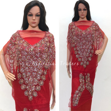 Load image into Gallery viewer, Bold Red Heavy Stone Work With Back Design Applique Blouse Patch - AB1005
