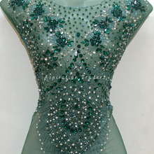 Load image into Gallery viewer, Bold Royal Blue Heavy Crystal Stone Beaded Applique Blouse Patch - AB1021
