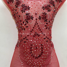 Load image into Gallery viewer, Bold Royal Blue Heavy Crystal Stone Beaded Applique Blouse Patch - AB1021
