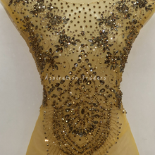 Load image into Gallery viewer, Bold Royal Blue Heavy Crystal Stone Beaded Applique Blouse Patch - AB1021
