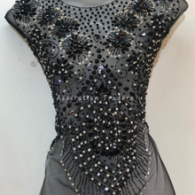 Load image into Gallery viewer, Bold Royal Blue Heavy Crystal Stone Beaded Applique Blouse Patch - AB1021
