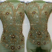 Load image into Gallery viewer, Soothing Yellow Heavy Crystal Stone Beaded Applique Blouse Patch - AB1025
