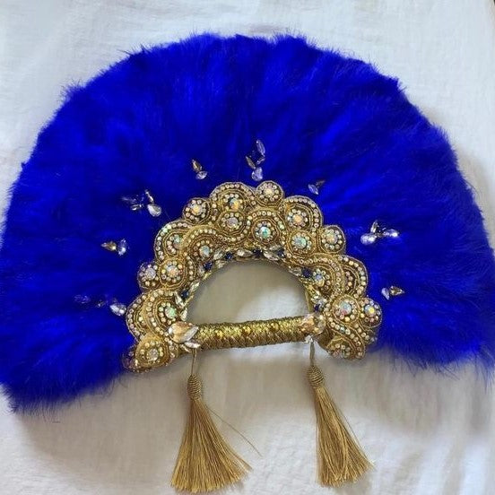 Clutch Blue Feather Fan Perfect for a Bride to-be or Celebrant -  FF002