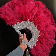 Load image into Gallery viewer, Latest Exclusive Coral Feather African Traditional Wedding Hand fan  -  FF003

