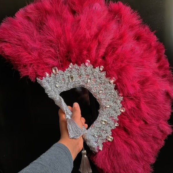 Latest Exclusive Coral Feather African Traditional Wedding Hand fan  -  FF003
