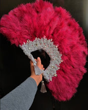 Load image into Gallery viewer, Latest Exclusive Coral Feather African Traditional Wedding Hand fan  -  FF003
