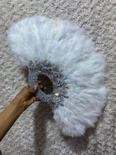 Load image into Gallery viewer, Bridal Hand Fan, African Feather Traditional Wedding Hand Fan -  FF008
