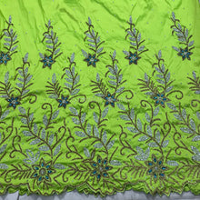 Load image into Gallery viewer, Lemon Green Applique Designer material fabric - AP042
