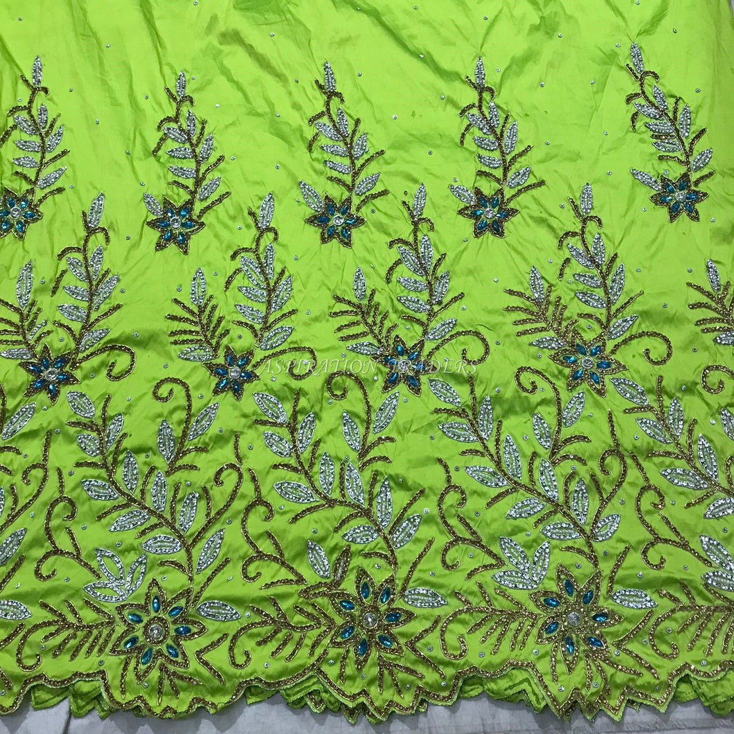 Lemon Green Applique Designer material fabric - AP042