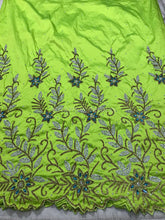 Load image into Gallery viewer, Lemon Green Applique Designer material fabric - AP042
