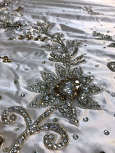 Load image into Gallery viewer, Super Sparkle Silver Rhinestone Full Length Bridal Applique on satin fabric - AP044

