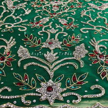 Load image into Gallery viewer, Emerald Green Crystal stone beaded Applique Design - AP047
