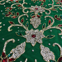Load image into Gallery viewer, Emerald Green Crystal stone beaded Applique Design - AP047
