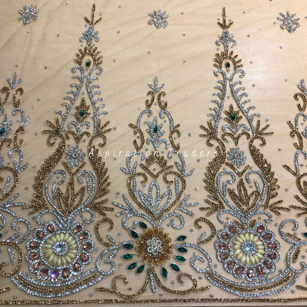 Gorgeous Designer contrast green Crystal Stone Gold Applique - AP052