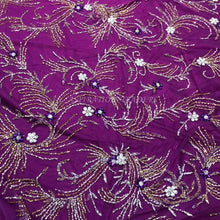 Load image into Gallery viewer, Magenta Crystal stone beaded Applique Design - AP055
