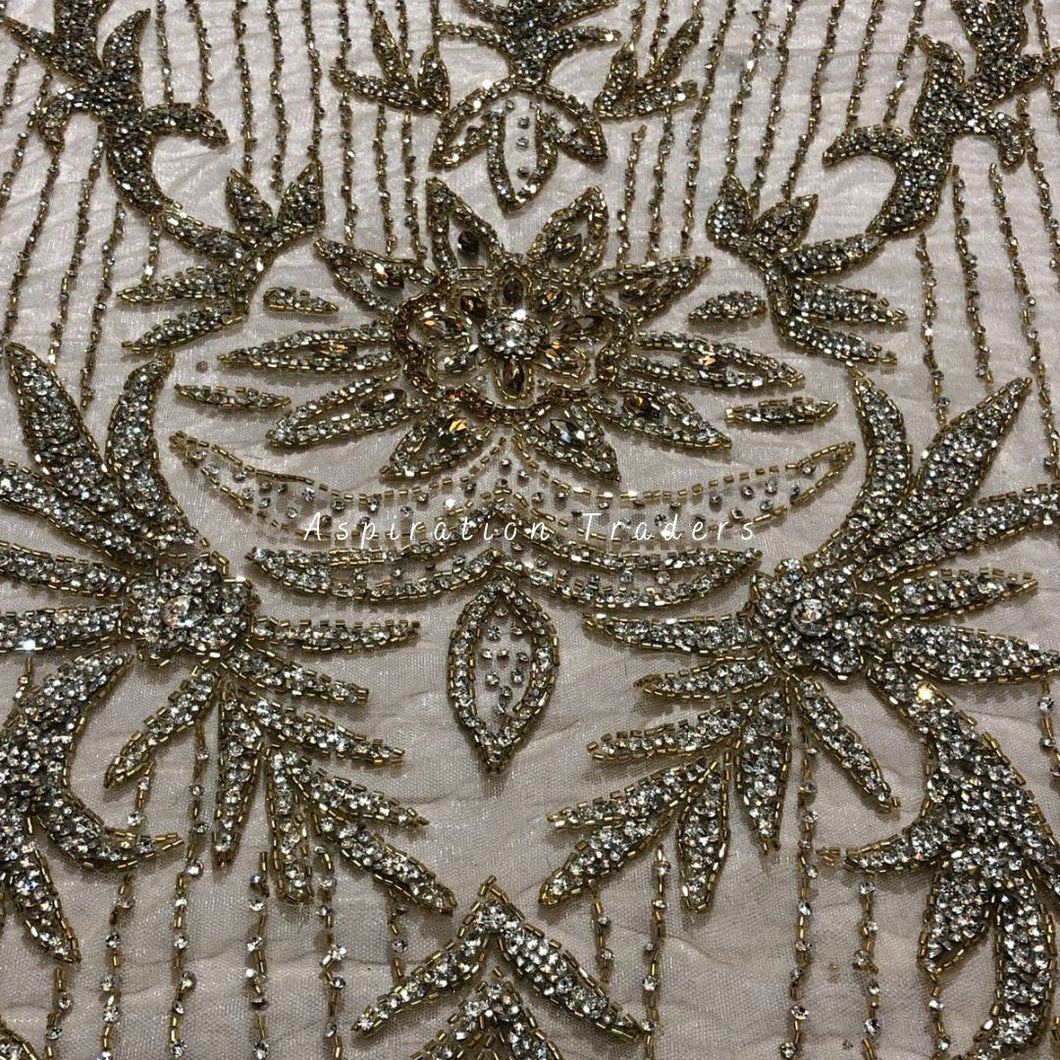 Alluring Designer Crystal Stone Gold Applique - AP059