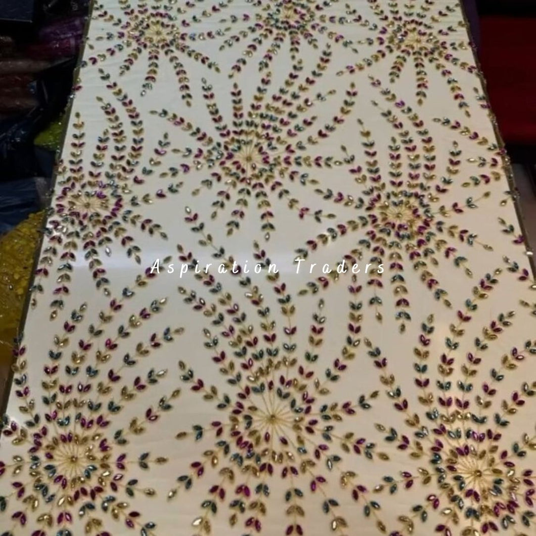 Glamorous Gold Designer Crystal Stone work Applique Design - AP061