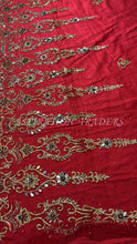 Load image into Gallery viewer, Vibrant Red with Worthy Gold Acrylic Stone Beaded Applique Designer Set AP074
