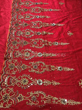 Load image into Gallery viewer, Vibrant Red with Worthy Gold Acrylic Stone Beaded Applique Designer Set AP074
