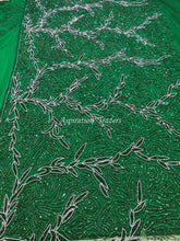 Load image into Gallery viewer, Gloomy Nigerian Green with Silver Beaded work Designer set of Applique  AP077
